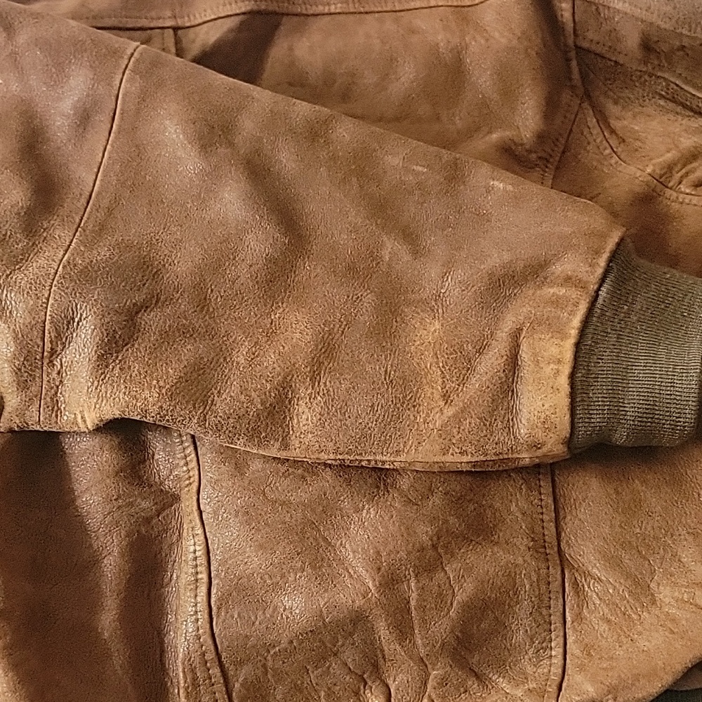 Vtg Wilsons Brown  Leather Bomber Jacket Sz L - Picture 9 of 11